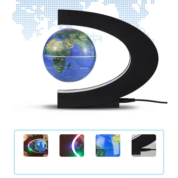 

3" Magne-tic Levitation Floating Globe with C-Shaped Based LEDs Light Levitating World Map Globe for Home Decor Kid’s Gift