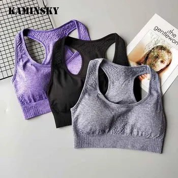 

Kaminsky Summer Women Seamless Push Up Tank Top Pink Crop Tops Fitness Sexy Bra Femme Slim Solid Sportswear Sleeveless Vest Tops