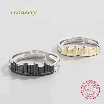 

Leouerry Two Cities Couple Ring 925 Sterling Silver Original Design Handmade Opening Rings for Women Romantic Fine Jewelry