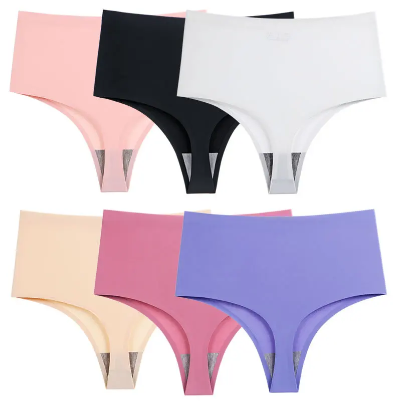 

Sexy Body Shaping G-String Thongs High Waist Traceless Panties Solid Silk Lingerie Female T-back Underpants Big Size L-3XL