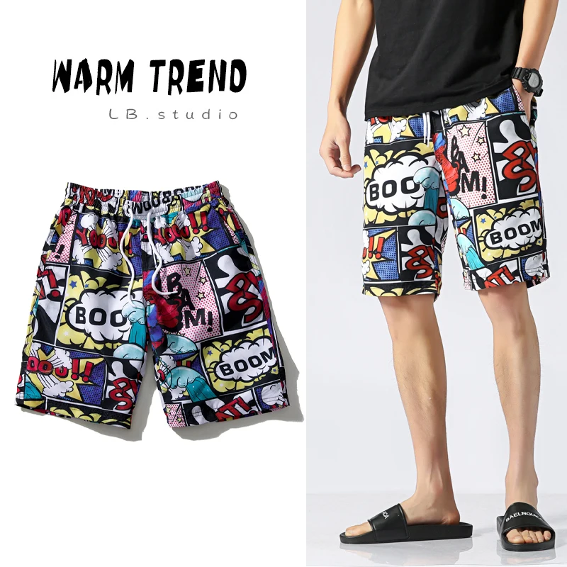 2021 Hong Kong style neutral summer college surfing leisure beach five-point pants men's and women's shorts | Мужская одежда