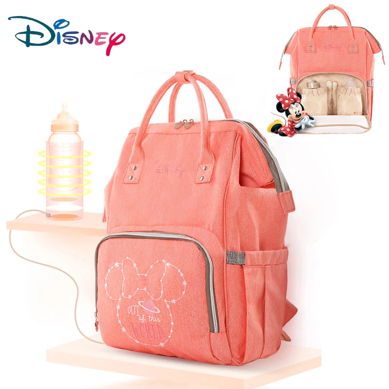 Sac à couches rose Disney pour bébé | Sac à dos de maternité, sac à couches pour bébé, poussette étanche, grande capacité ebroderie Minnie Mickey