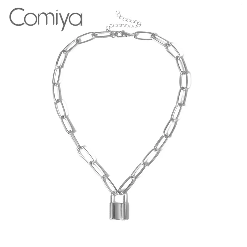 Comiya Collare ожерелье для женщин Collare Золото Серебро цветной цинк сплав звенья кулон замок модные корейские ожерелья ювелирные изделия