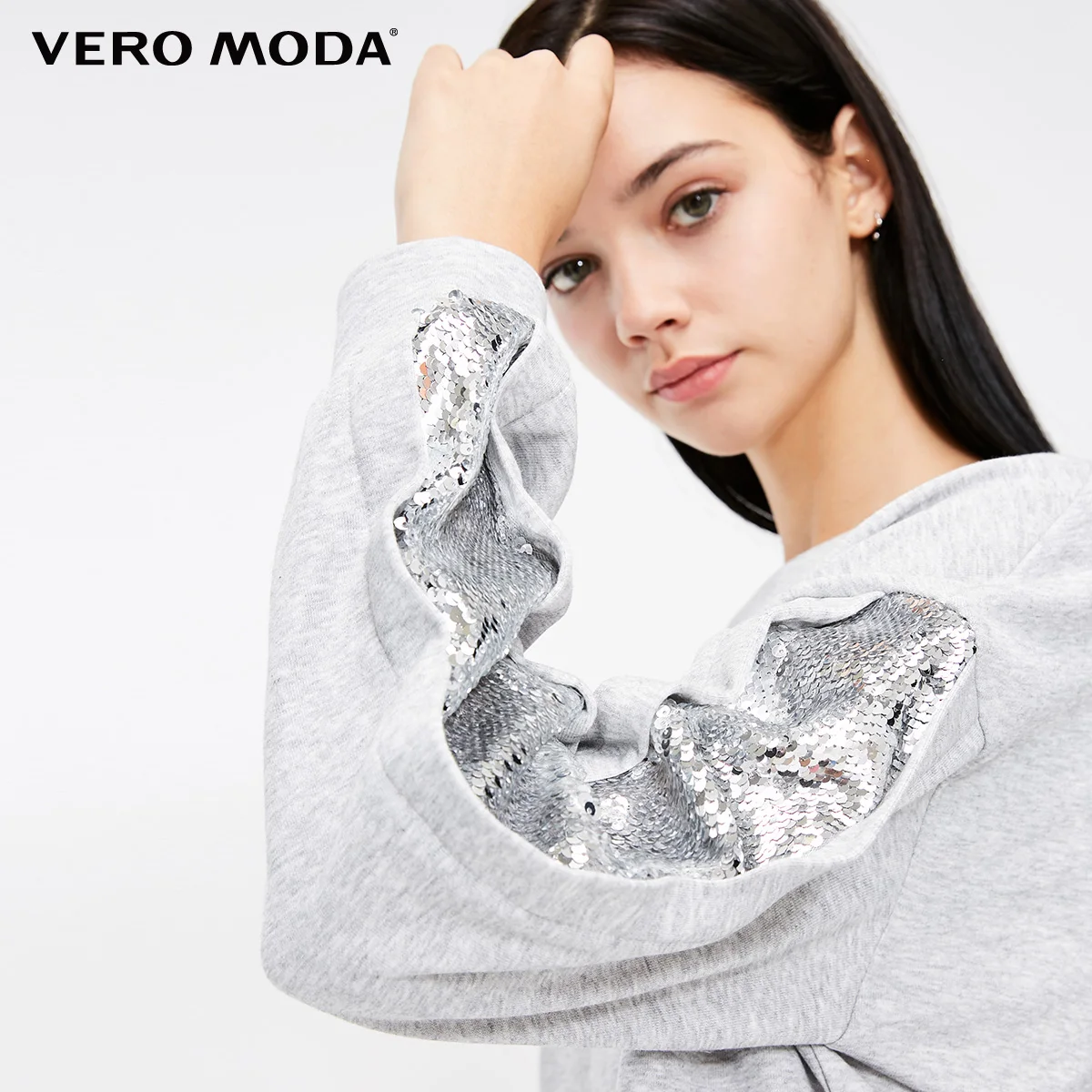 Vero Moda новые блестки печатные буквы круглый воротник свободные толстовки Толстовка | 318433513