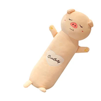 

90cm Long Body Animals Pig Unicorn Rabbit Panda Plush Pillow Stuffed Cylindrical Bolster Sleeping Companion