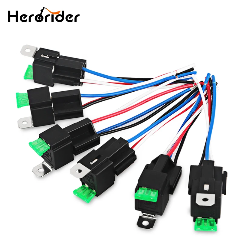 Herorider Switch 30A 4pin Fuse Relay Switch Harness Set 12V DC SPST Automotive Auto Relay With Relay Socket Relays Kit