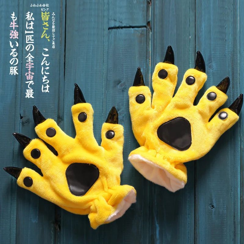 Фланелевые перчатки с рисунком животных из мультфильмов, бархатные Мультяшные перчатки, мужские и женские парные перчатки для родителей и детей, зимние толстые перчатки