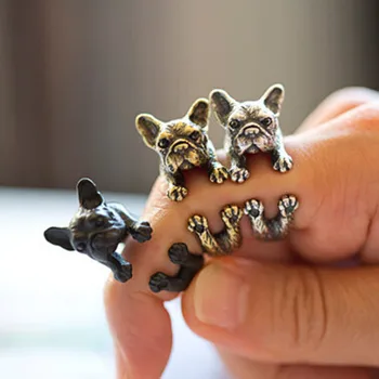 

Love Famous Handmade Pug Dog Ring Fashion jewelry Animals Rings for Women Men Teens boho bague black ring anillos hombre aneis