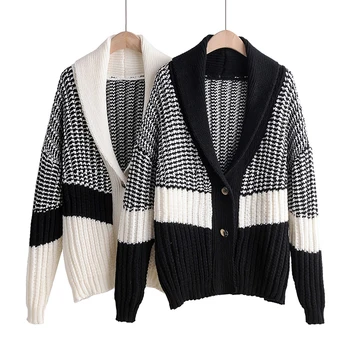 

2019 Women Autumn Winter Sweater Knitted Turn Down Collar Single Breasted Long Sleeve Casual Female Sweaters