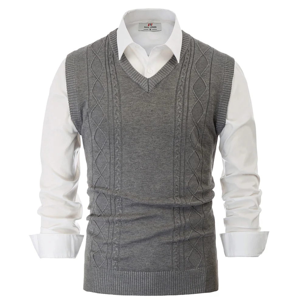 Мужской теплый Трикотажный жилет классический приталенный однотонный с v