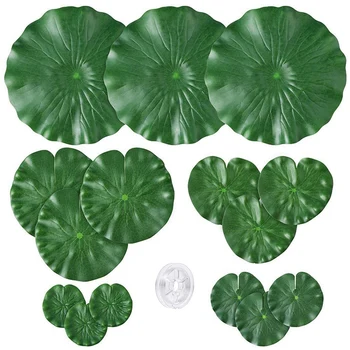 

5 Kinds of Artificial Floating Lotus Leaf Water Lily Pad with Fish Line Pond Pool Aquarium Decorative Ornaments 16Pcs
