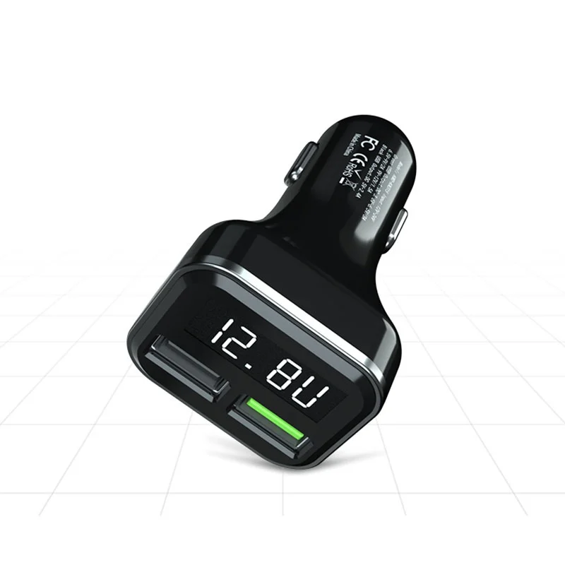 QC3.0 Быстрый двойной usb порт автомобильное зарядное устройство измерение напряжения Быстрая Зарядка адаптер - Цвет: A