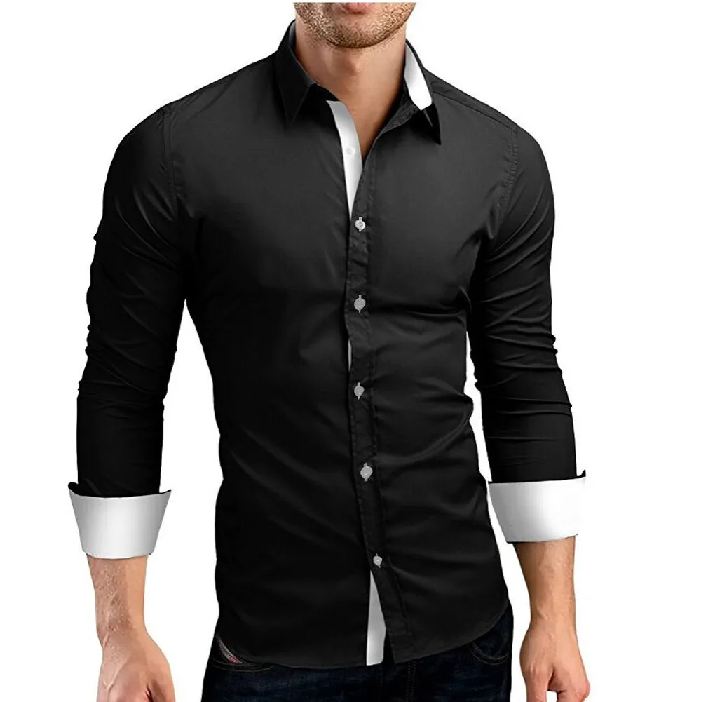 Men's Shirt Men Autumn Casual Formal Solid Slim Fit Long Sleeve Dress Shirt Top Blouse Fashion Formal high quality Men Shirt New