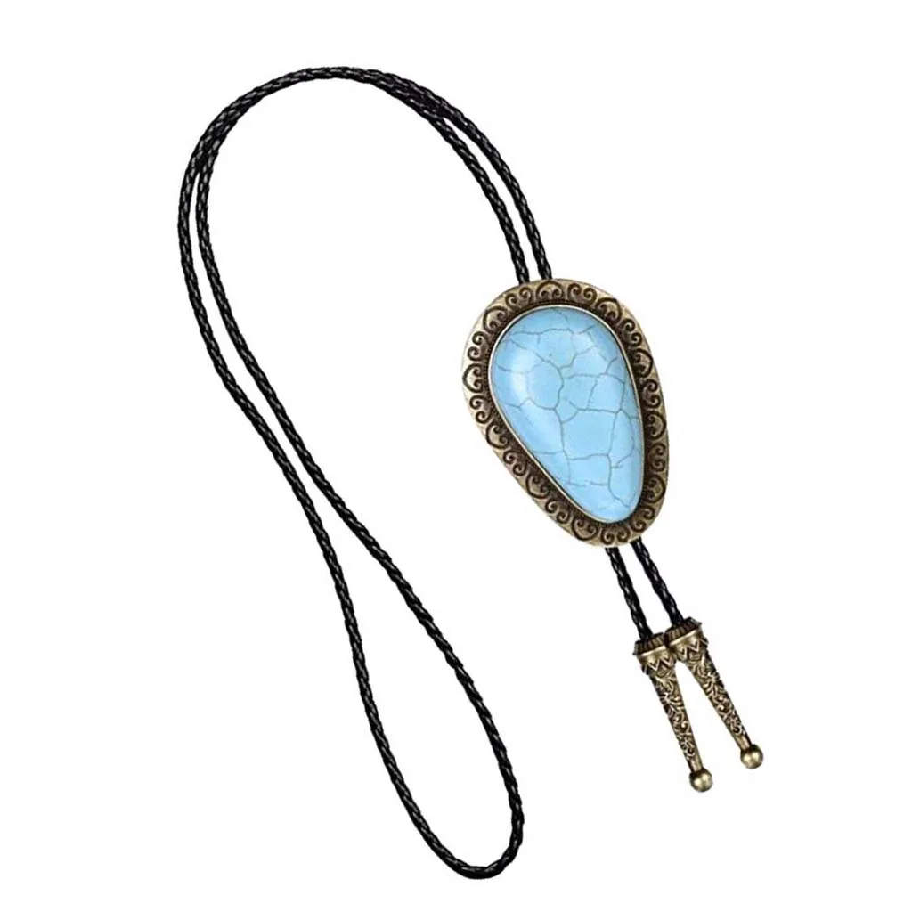 Turquoise Stone Bolo Tie Western Cowboy  Novetly Neckties