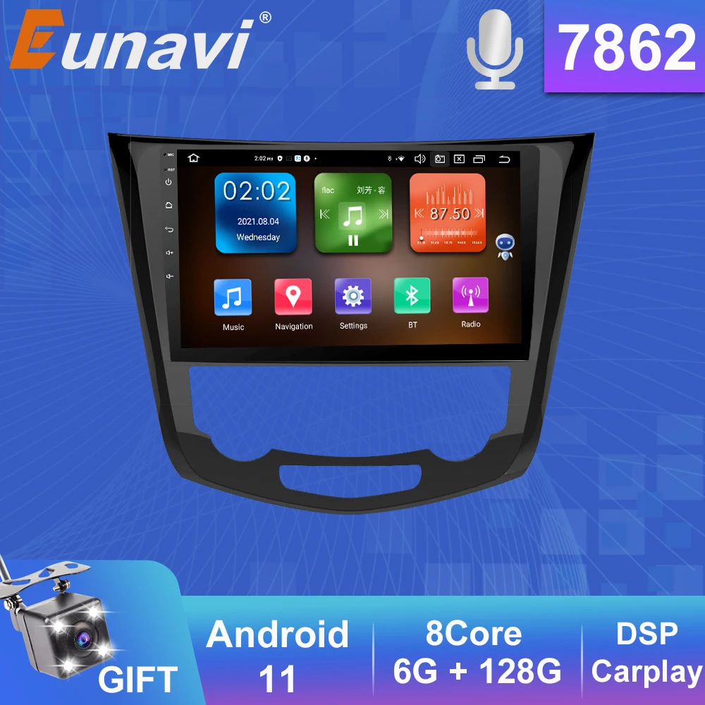 Автомагнитола Eunavi 2 Din Android 11 GPS DVD мультимедийный видеоплеер для Nissan X-Trail xtrail T32 2014-