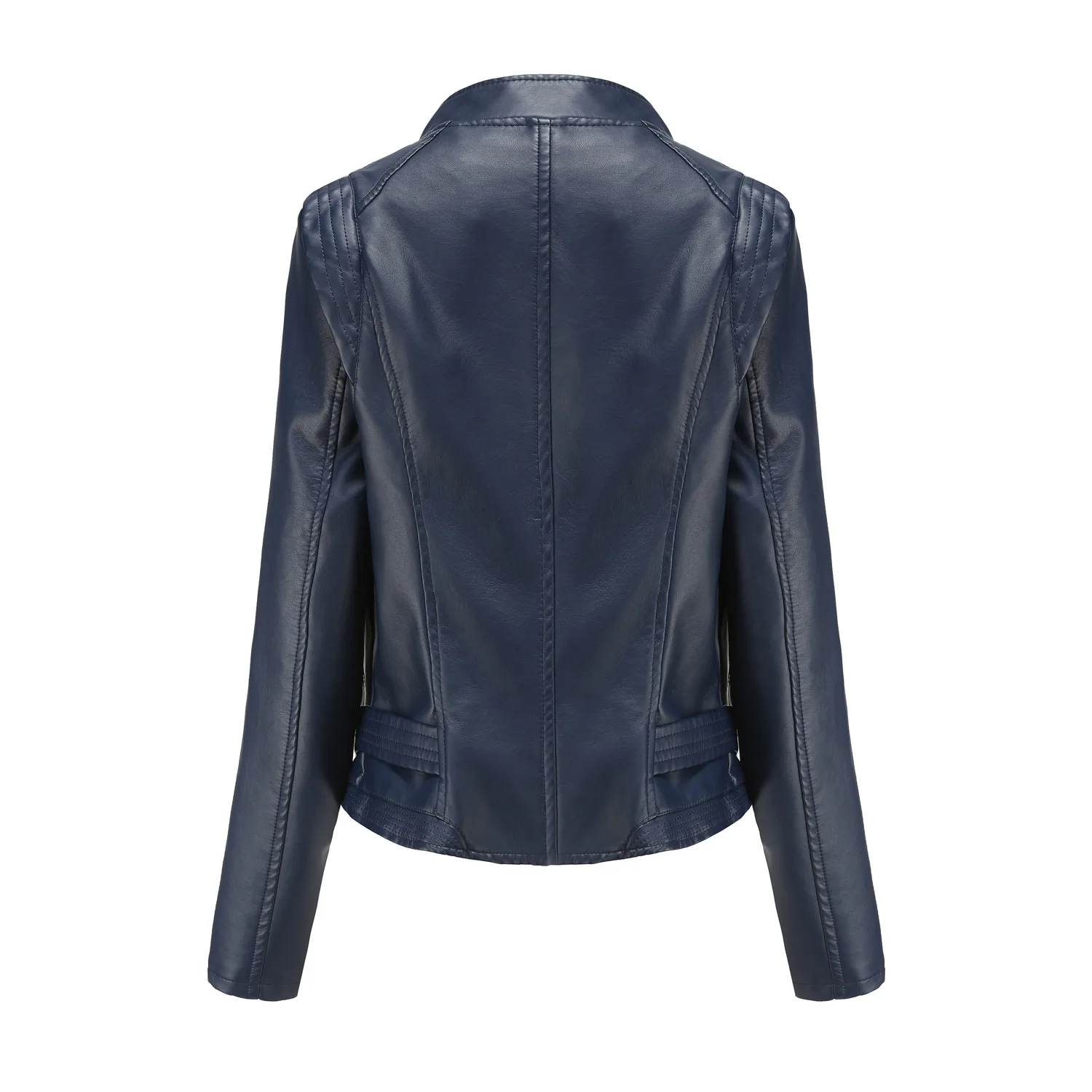 2022 New Spring Autumn PU Leather Jacket Women Slim Fit Short Coat Solid Long Sleeve Ladies Outwear