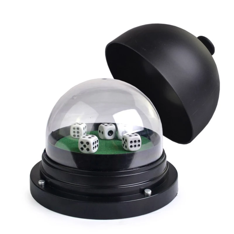 KTV Bar Electric Cup Plastic Transparent Cover Automatic Dice Roller Battery Powered Anti-cheating With 5pcs #13 White | Спорт и