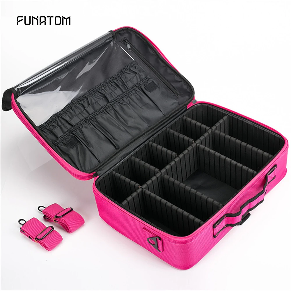 

Professional Large Makeup Bag Cosmetic Case Nail Tech Storage Handle Organizer Travel Kit Functional Beauty Box 2019 Hot Sale