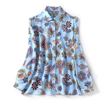

Women's Runway Shirt Turn Down Collar Long Sleeves Printed Fashion Elegant Blouse Shirt Tops