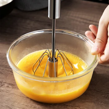 

Semi-automatic Egg Beater Stainless Steel Egg Whisk Manual Hand Mixer Self Turning Egg Stirrer Kitchen Egg Tools