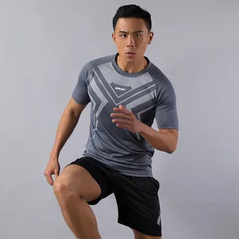 

Football Sportswear Men's summer fitness short-sleeved men's quick-dry running loose sportswear