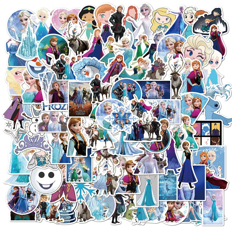 50Pcs Disney Frozen Princess Girl Stickers Cute Cartoons Guitar Luggage ...
