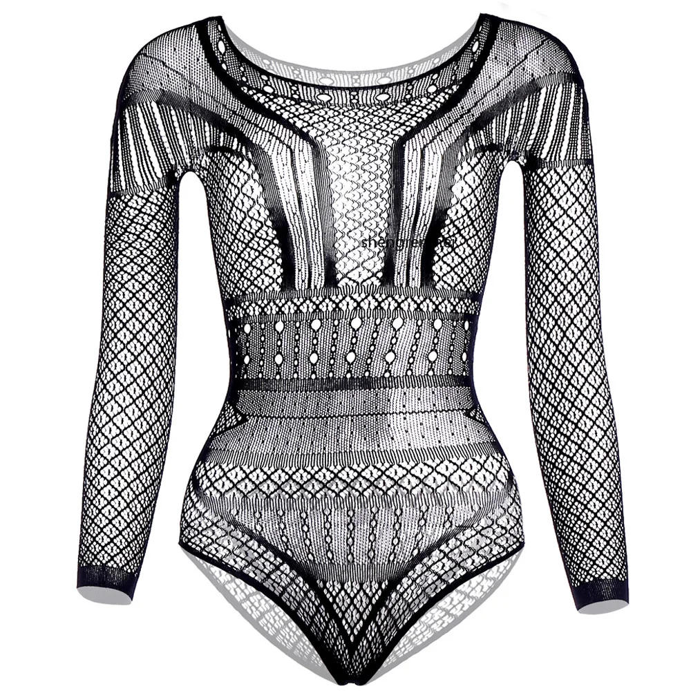 Gay Long Sleeve Lingerie Men's Sexy Underwear Geometry Breathable Fishnet Bodysuit Sissy Teddies New Exotic Apparel