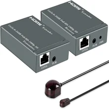 Répéteur d'extension compatible HDMI 1080P 60m, câbles Ethernet Cat6 Cat7 avec fonction IR, transmetteur RJ45, boucle d'extension TX/RX