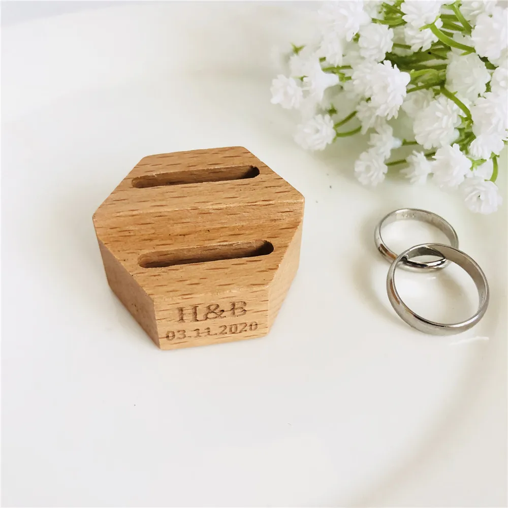 

New Customized Wooden Wedding Ring box Personalized Bride Groom Engagement Party Accessory Engraved Wood Ring Box Supplies