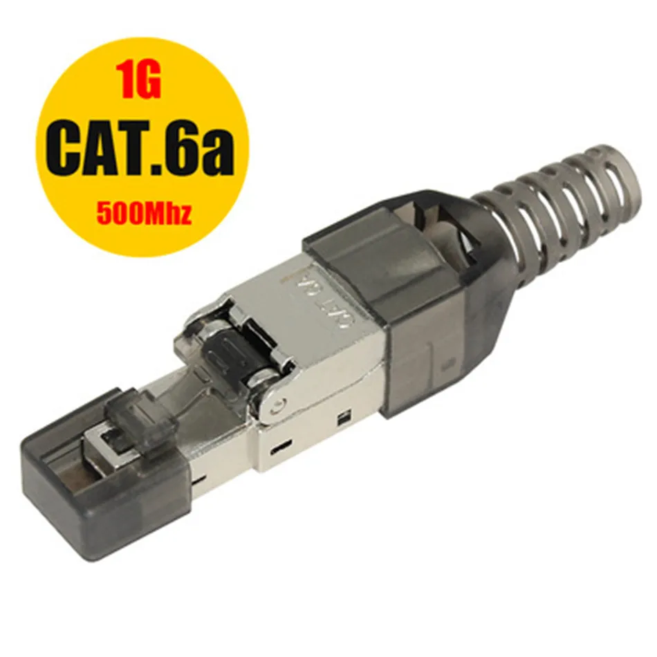 Cat6A gray Cat6A Cat7 Cat8 Rj45 Connectors Tool-Free Crimping Shielded Ethernet Cable LAN Corner Adapter Network Cable Internet RJ45 Plug - Цвет: Cat6A gray