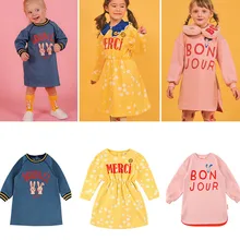 Брендовое осеннее платье для маленьких девочек милое корейское платье с длинными рукавами для малышей зимняя одежда для маленьких девочек