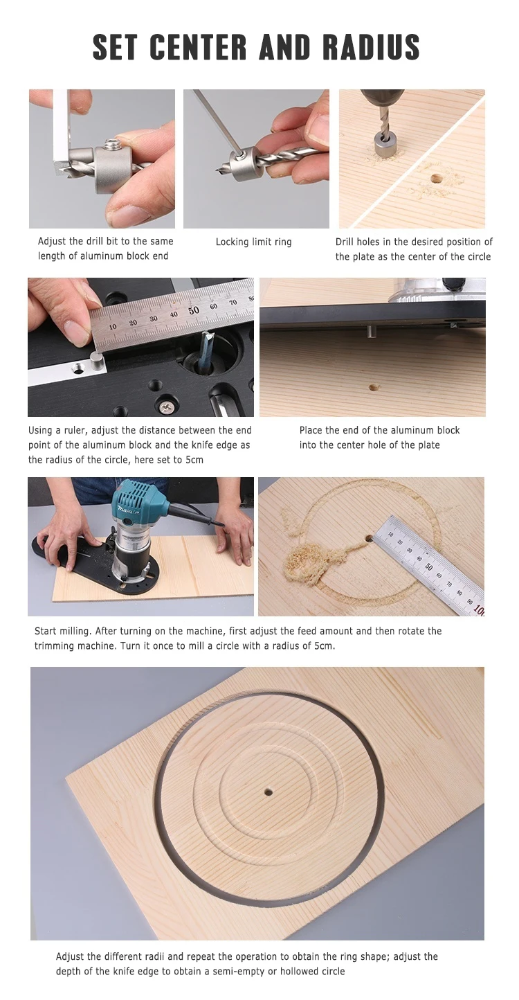 Круглый режущий станок для обрезки DIY аксессуары для обработки Круглый Универсальный фрезерный станок для обрезки круг аксессуары инструменты