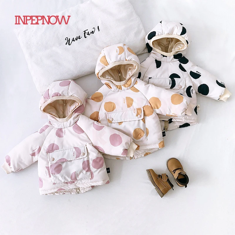 

INPEPNOW 2019 Back Zipper Baby Girls Clothes Big Pocket Thickening Children's Down Jacket for Boys Winter Coat Kids Clothing