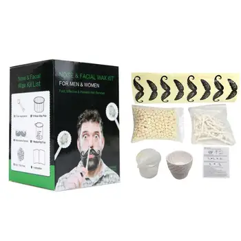 

50g Nasal Hair Removal Wax Kit, Men Wax Kit, Painless Kit, Mustache Measuring Cup, Cosmetic Hair Removal Stencils