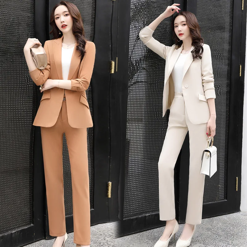 

2020 Spring Clothing New Style Elegant Korean-style WOMEN'S Wear Slim Fit Fashion Ol Workplace Office Small Suit Pants Two-Piece