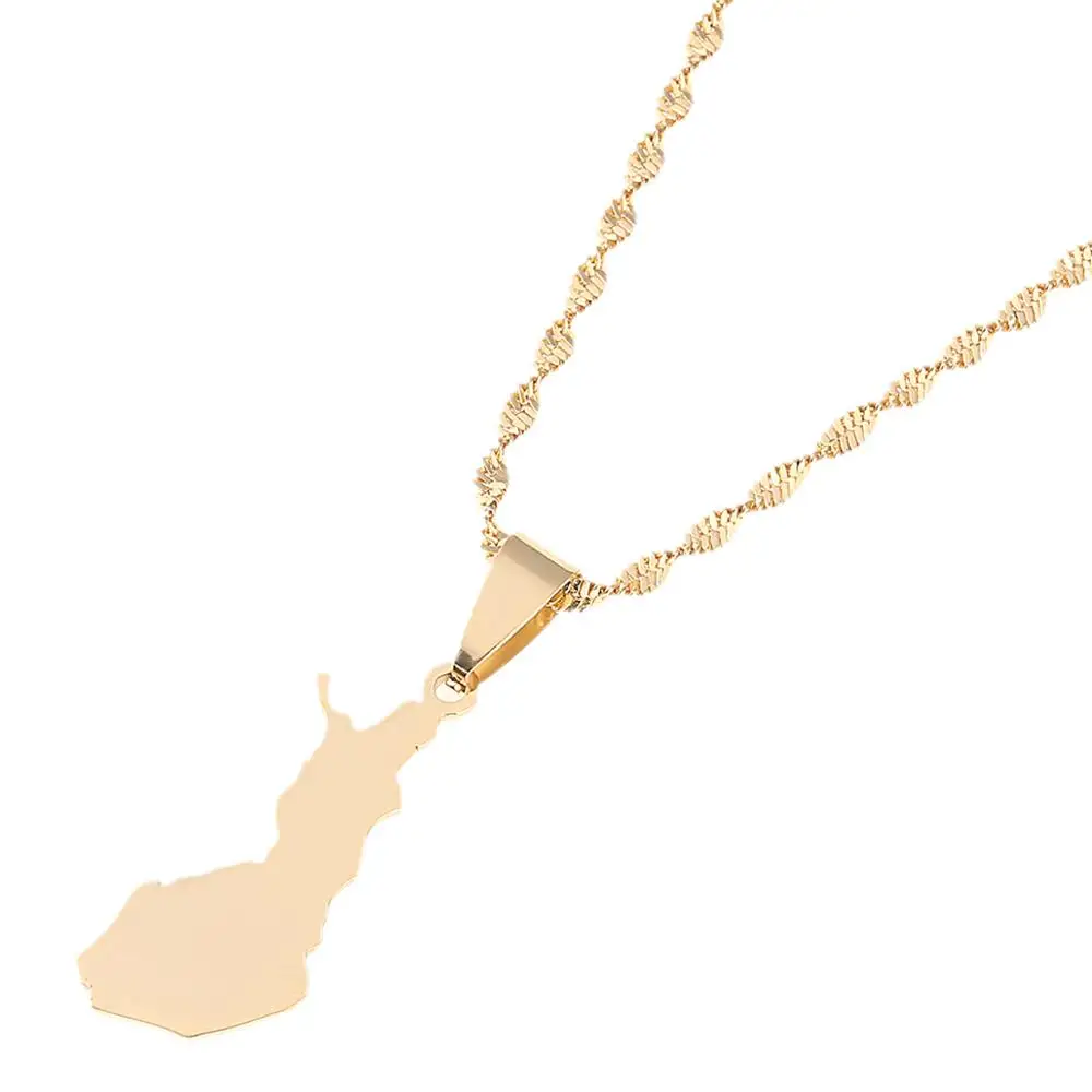 Suomen Tasavalta Map Pendant Necklaces for Women Suomi Finland Maps Chain Jewelry 4