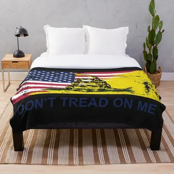 

American Gadsden Flag Worn Blanket Wool Flannel Plush Blanket Bedspread For office Sherpa Blanket Couch Quilt Cover Travel