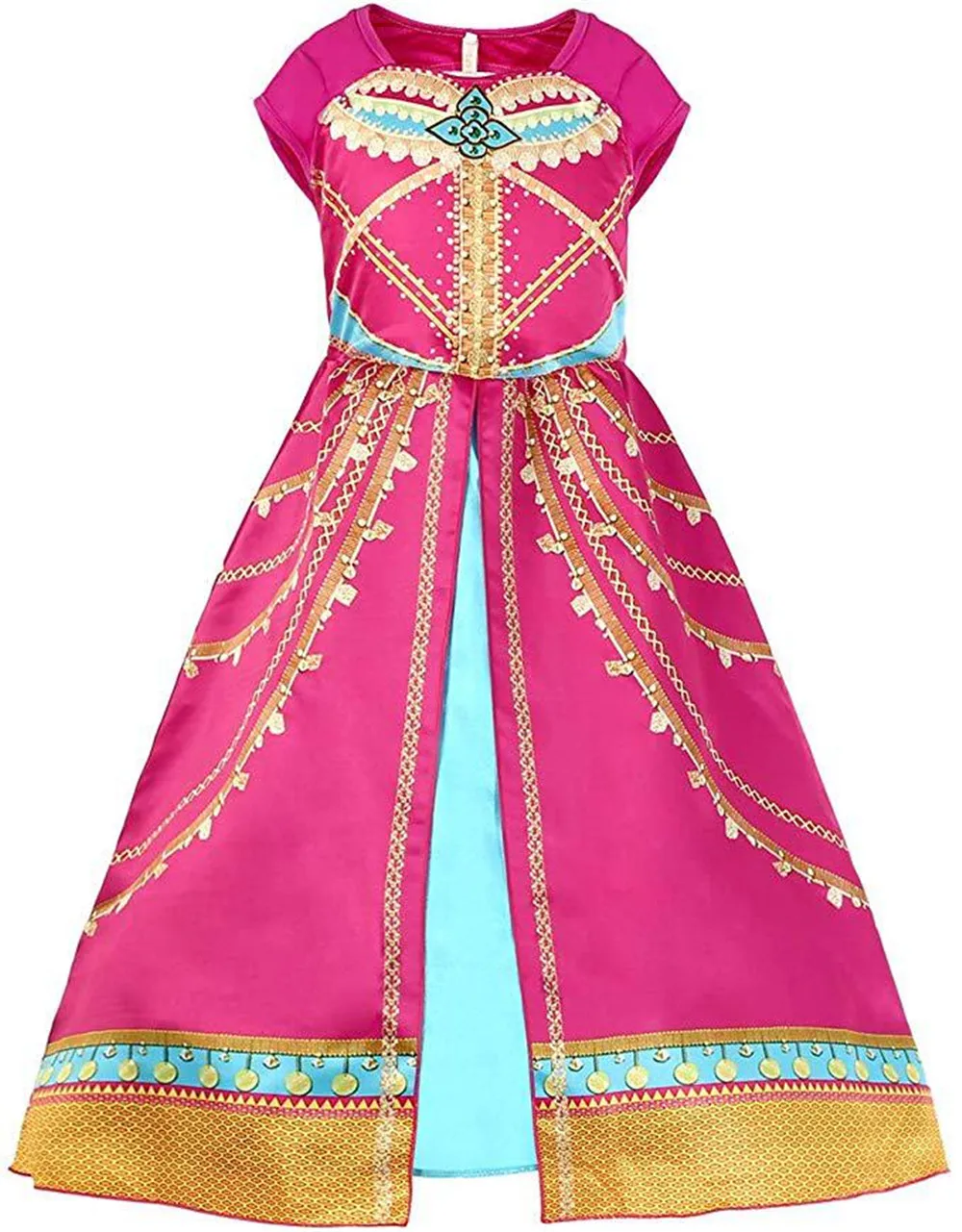Косплей Аладдин Дисней платье цвета Жасмин костюм Розовый Фуксия наряд для детей взрослый для хеллоуина, карнавала, Рождества костюм