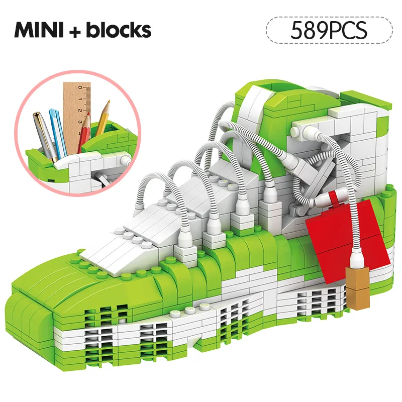LOZ мини Симпатичные спортивные баскетбольные кроссовки строительные блоки кроссовки Модель ручка контейнер кирпичи карандаш-коробка игрушки для детей канцелярские товары - Цвет: 81-3
