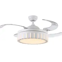 Светодиодный Невидимый потолочный вентилятор 42 дюйма Белый для гостиной столовой немой энергосберегающий плафон вентилятор с регулируемой яркостью