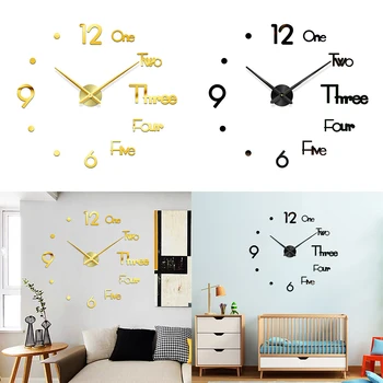 

DIY 3D Clock Acrylic Mirror Stickers Wall Clock Living Room Quartz Needle Horloge Home Decor Wallclock Frameless Art Clock new R