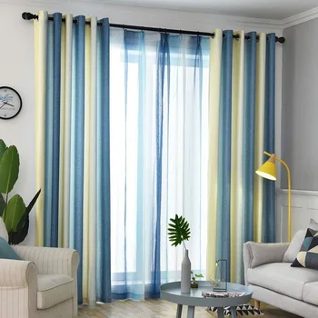 

Shading Colorful Striped Window Curtains for living room decoration bedroom blackout curtain and tulle curtain Customized