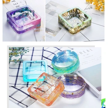 

2 Pcs Resin Crystal Epoxy DIY Pot Mold Ashtray Coaster Casting Silicone Mould
