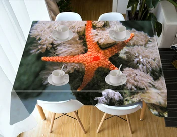 

Starfish Dustproof Rectangular Tablecloth for Home 3D Printed Ocean Animals Wedding Cafe Dining Picnic Polyester Table Cloth