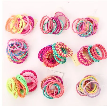 100pcs Mix Style 100 шт./партия, 3 см, модная цветная эластичная лента для волос для девочек, милые детские аксессуары для волос, смешанные резиновые ленты Головные уборы - Цвет: 100pcs Mix Style