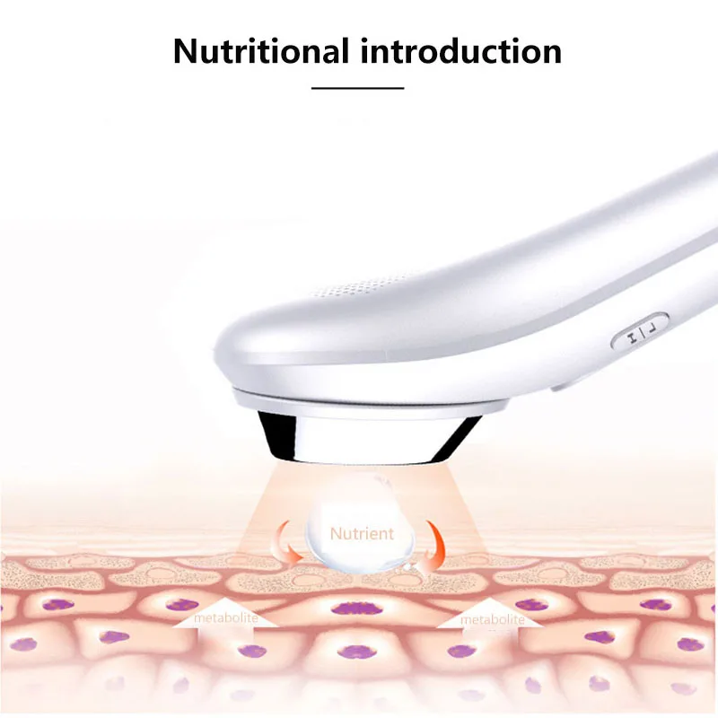  Facial Warm Hot Therapy Massager Ultrasonic Face Lifting Ion Vibration Deep Clean Moisturize Wrinkl