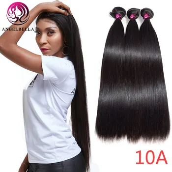 

Angelbella Mink Brazilian Human Hair Weave Bundles 3pcs Natural Hair Color Hairstyles With Straight Remy Hair Bundle Deals