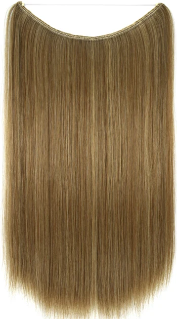 TOPREETY Heat Resistant Synthetic Hair 100gr Silky Straight Elasticity Invisible Wire Halo Hair Extensions 8006 12-613