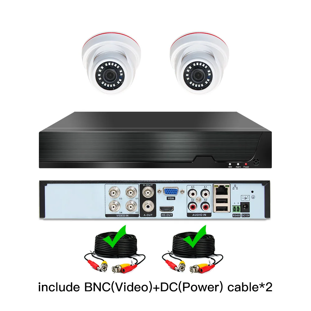 2ch 5MP AHD комплекты системы видеонаблюдения CCTV безопасности Гибридный DVR Крытый Купол AHD камера видеонаблюдения P2P XMEYE 5MP комплекты - Цвет: with cable