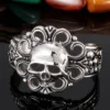 Punk Gothic Stainless Steel Huge Hyperbole Heavy Ghost Head Bangle Men Biker Rock Model Show Bracelets 5